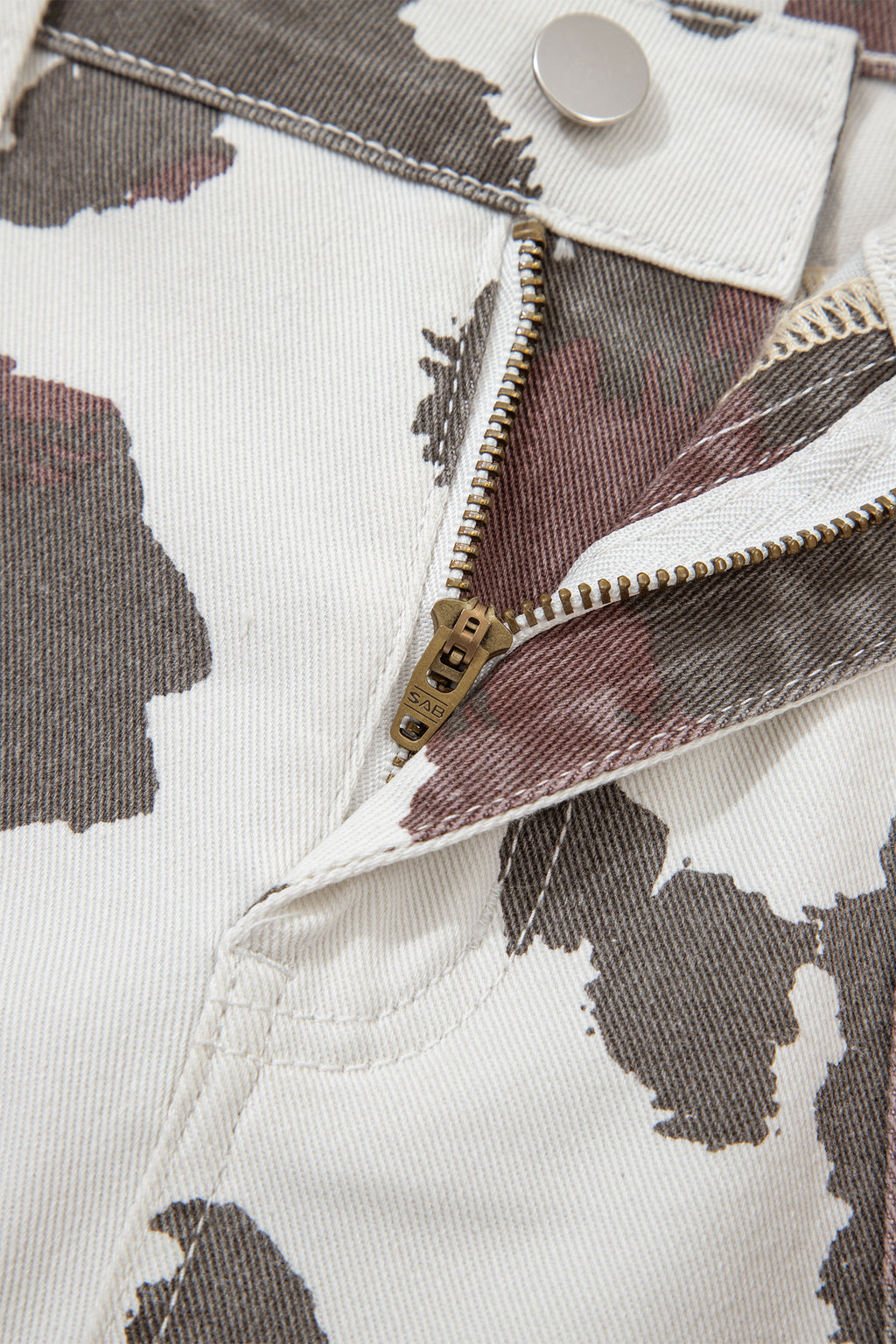 Brown Cow Spots Printed Multi Pocketed Jeans