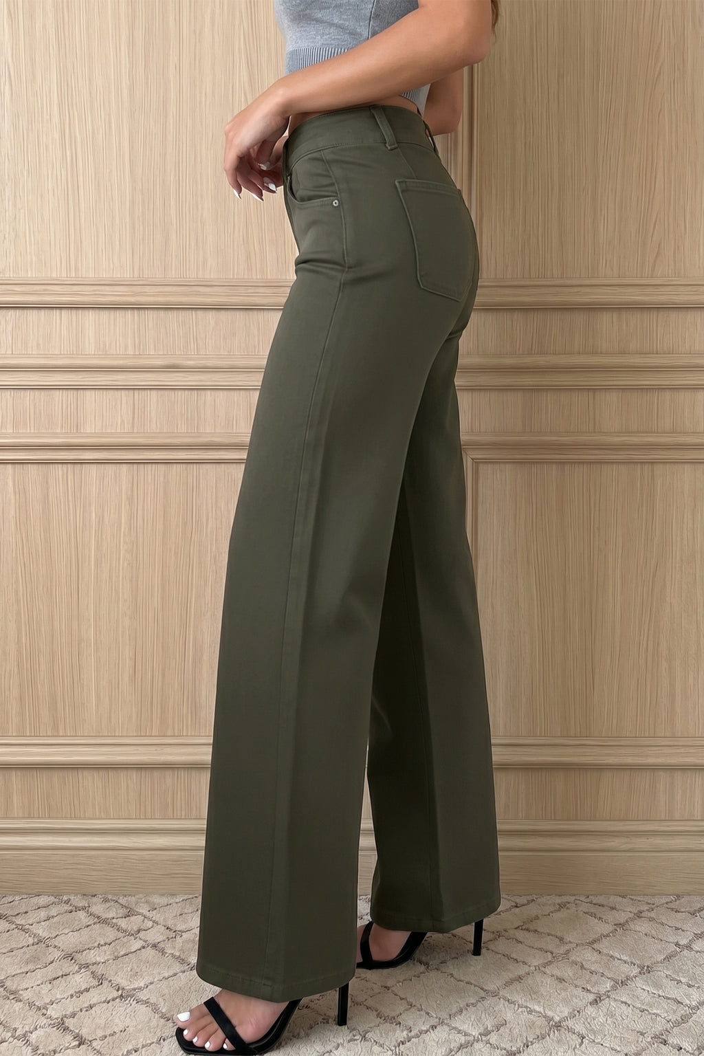 Black 2-Button High Waist Flared Bottom Jeans