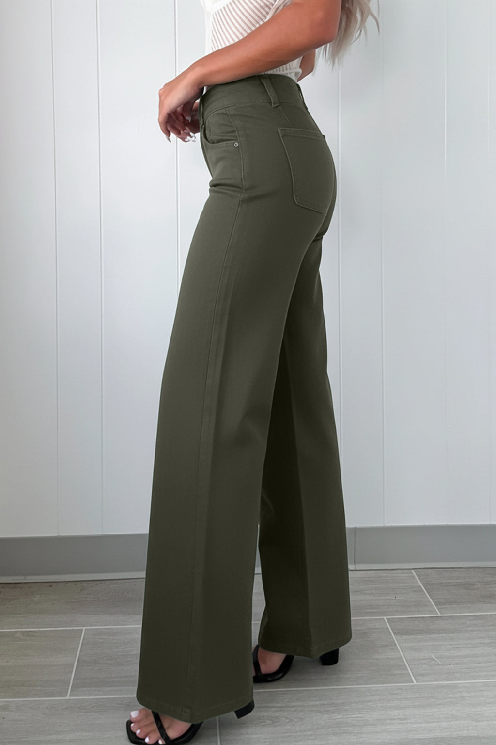 Black 2-Button High Waist Flared Bottom Jeans