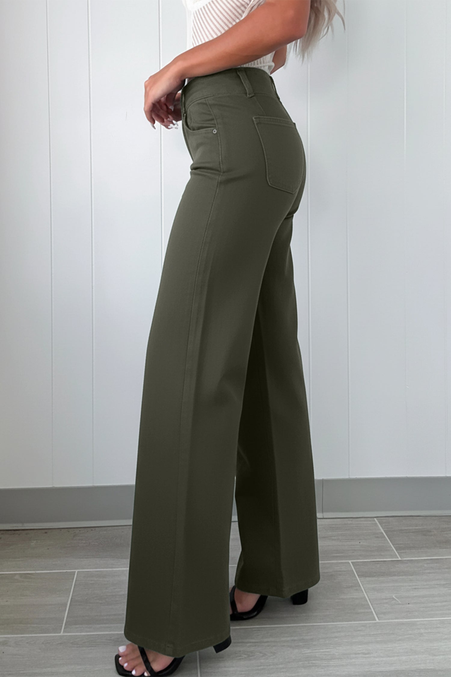 Black 2-Button High Waist Flared Bottom Jeans