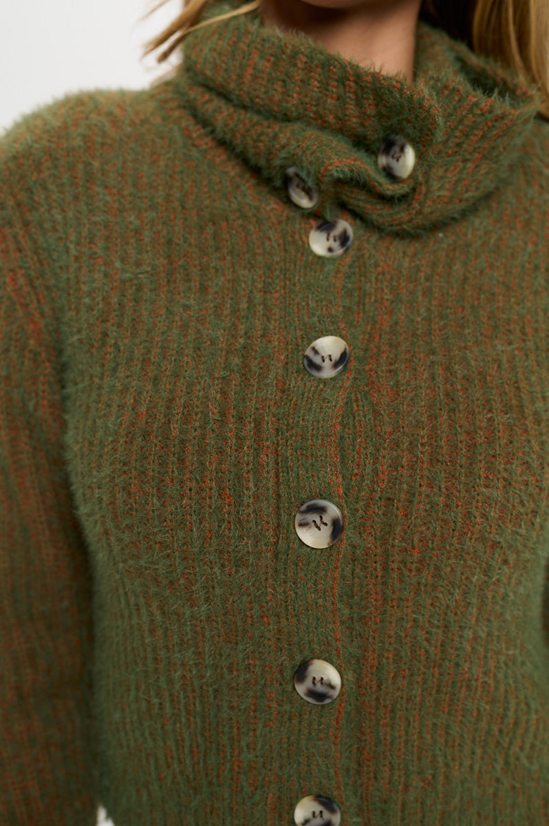 Knit Long Sleeve Collard Cardigan with Buttons
