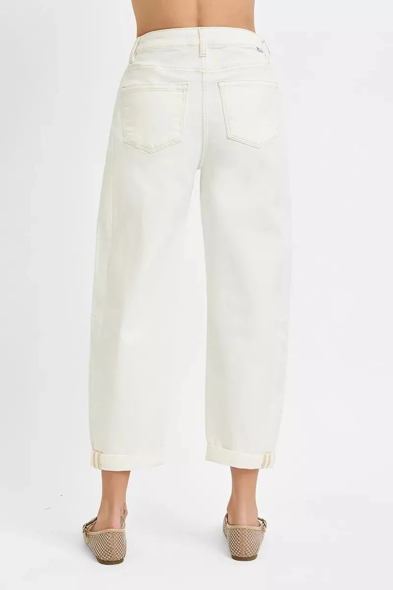 RISEN Full Size High Rise Barrel Cropped Jeans Plus Size